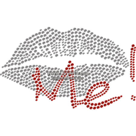 Kiss Me & Lips Rhinestone Hotfix Motif for Mask